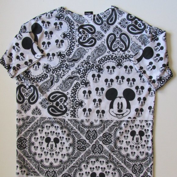 Vtg Disney Mickey Mouse T-Shirt Ink and Paint All Over Print Paisley 90's Size 4 - Picture 2 of 4